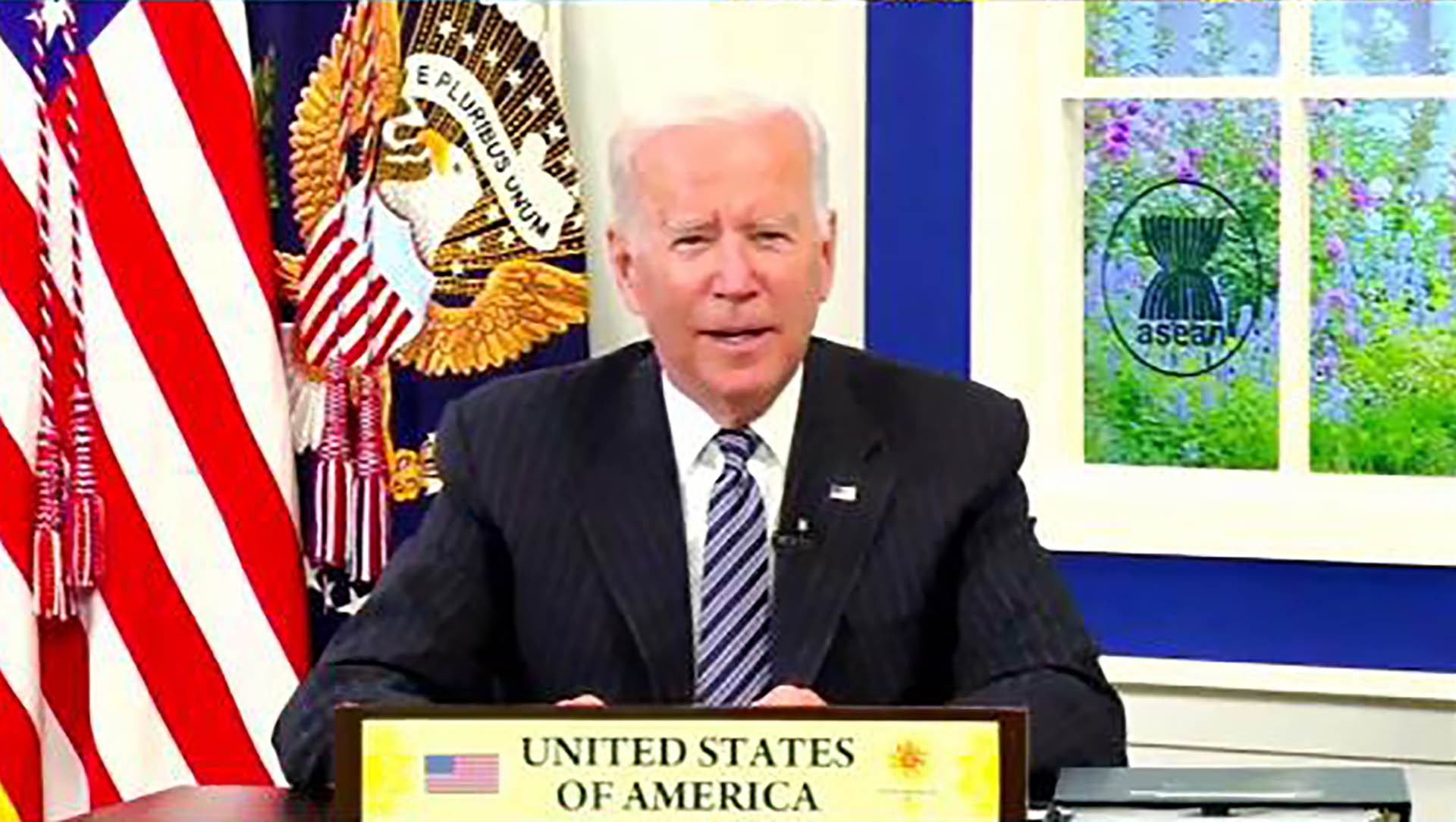 Tổng thống Mỹ Joe Biden dự Hội nghị cấp cao ASEAN-Mỹ lần thứ chín ngày 26/10/2021. (Nguồn: AFP)