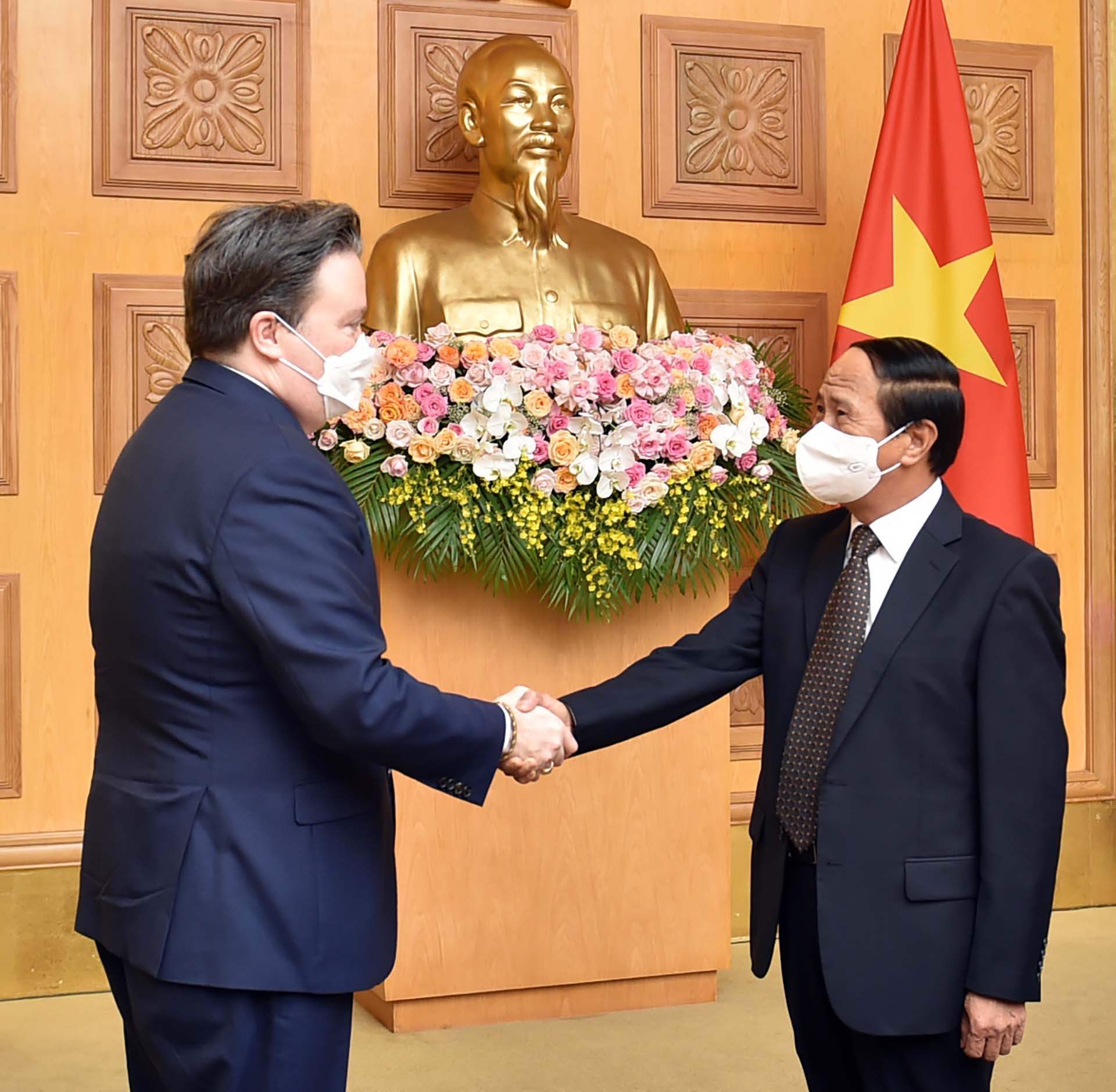 Phó Thủ tướng Lê Văn Thành tiếp Đại sứ Hoa Kỳ tại Việt Nam. (Nguồn: VGP) 