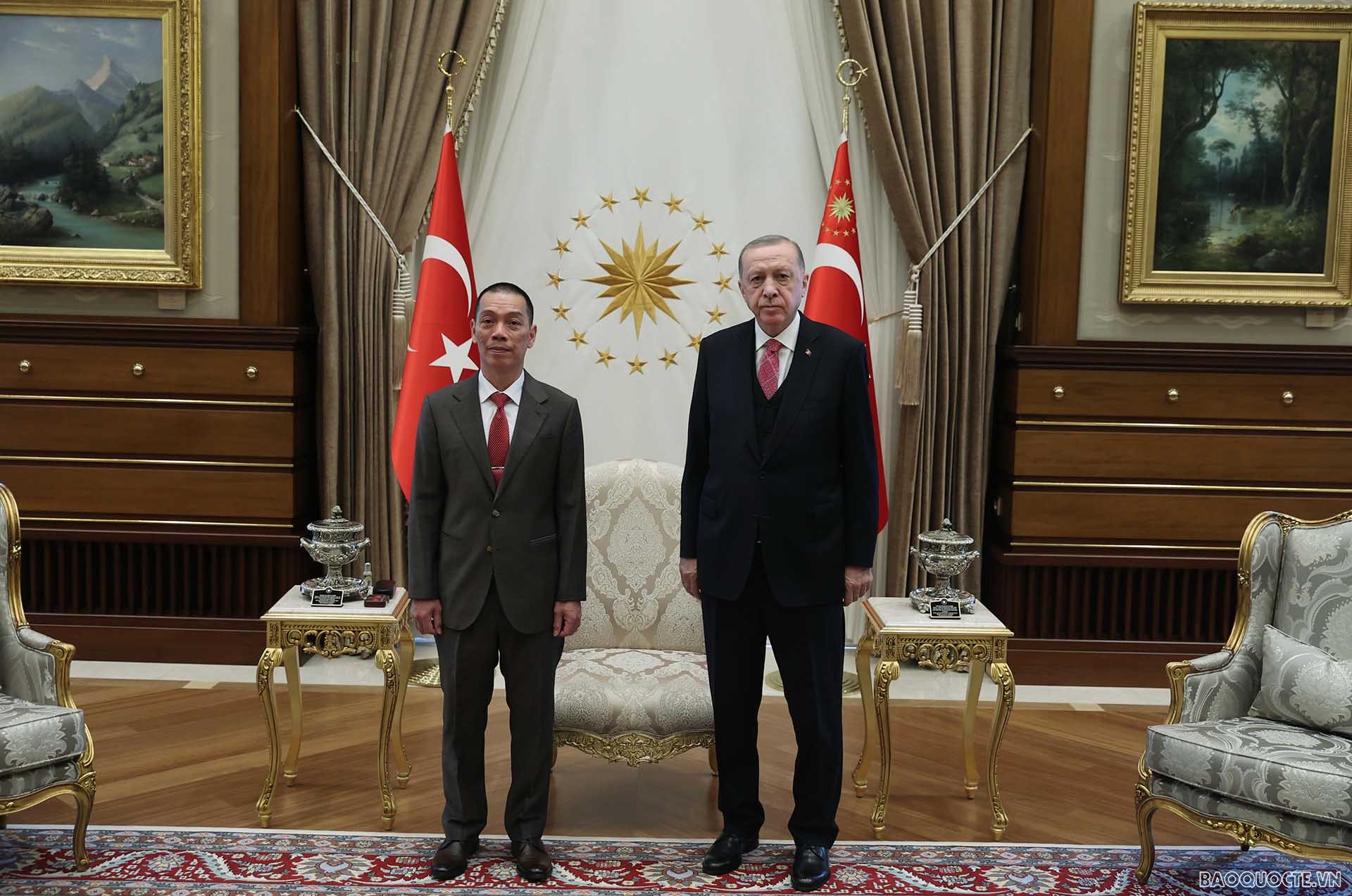 Đại sứ Việt Nam tại Thổ Nhĩ Kỳ Đỗ Sơn Hải trình Thư ủy nhiệm lên Tổng thống Thổ Nhĩ Kỳ Recep Tayyip Erdogan. 