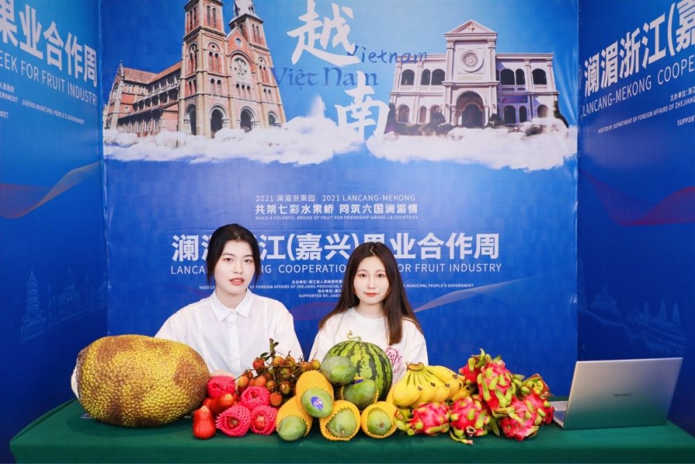 Gian hàng giới thiệu các sản phẩm trái cây Việt Nam tại Tuần lễ hợp tác Mekong - Lan Thương về ngành trái cây