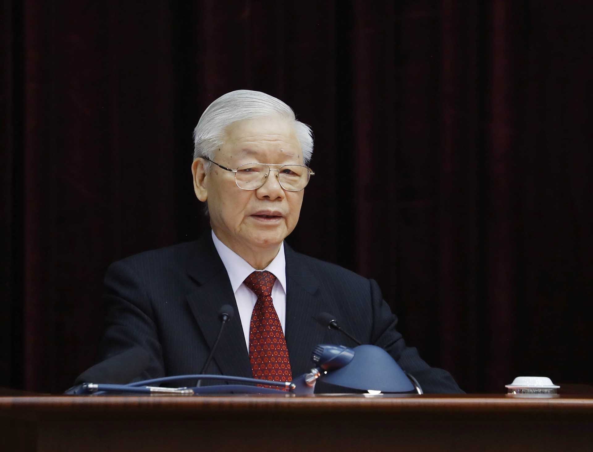 Tổng Bí thư Nguyễn Phú Trọng phát biểu khai mạc Hội nghị. (Nguồn: TTXVN)