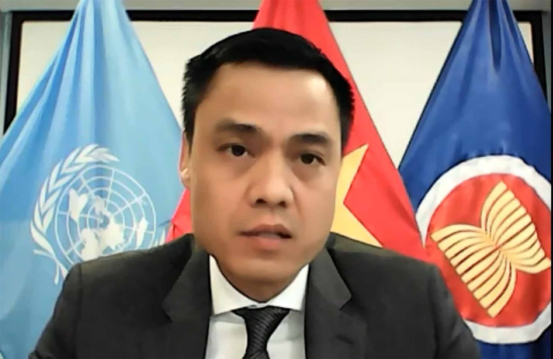 Đại sứ Đặng Hoàng Giang, Trưởng Phái đoàn Thường trực Việt Nam tại LHQ phát biểu tại cuộc họp.