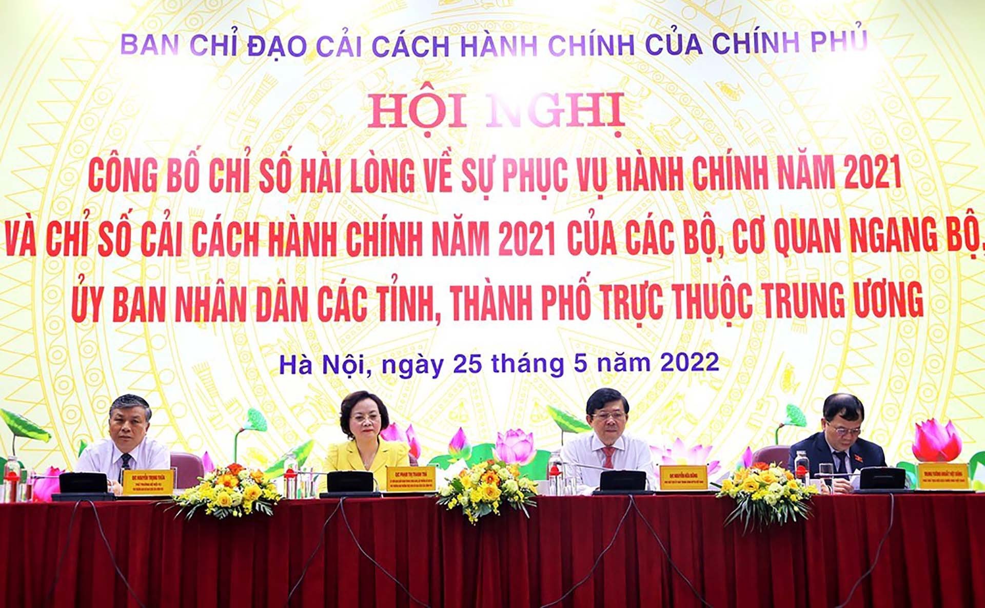 Hội nghị công bố Chỉ số hài lòng của người dân, tổ chức đối với sự phục vụ của cơ quan hành chính nhà nước (SIPAS 2021) và Chỉ số cải cách hành chính năm 2021 của các bộ, cơ quan ngang bộ, UBND các tỉnh, thành phố trực thuộc Trung ương (PAR INDEX 2021). 