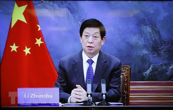 Chủ tịch Nhân đại Trung Quốc Lật Chiến Thư phát biểu. (Nguồn: TTXVN)
