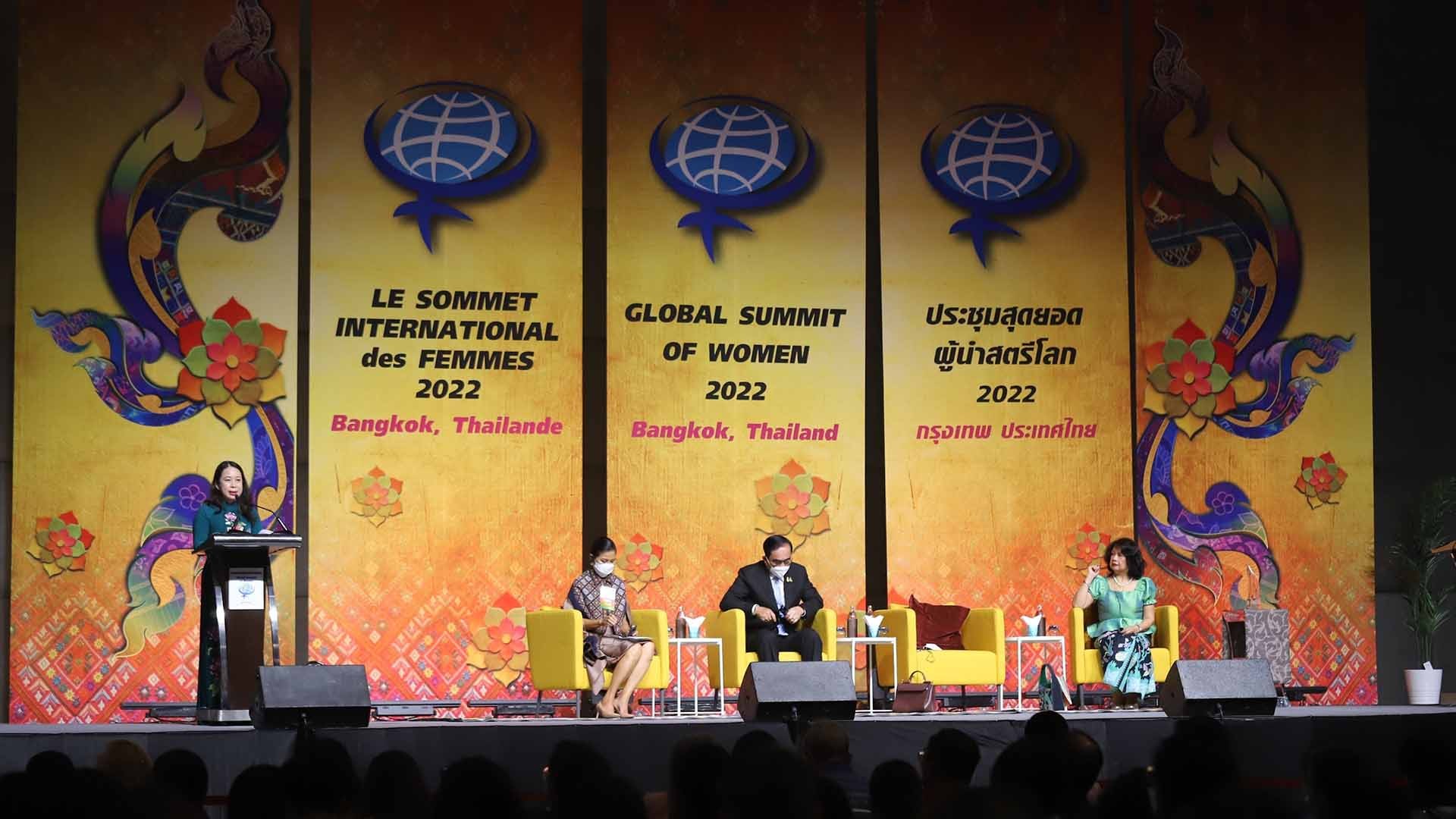 Phó Chủ tịch nước Võ Thị Ánh Xuân phát biểu tại Lễ khai mạc Hội nghị Thượng đỉnh phụ nữ toàn cầu năm 2022. (Nguồn: TTXVN)