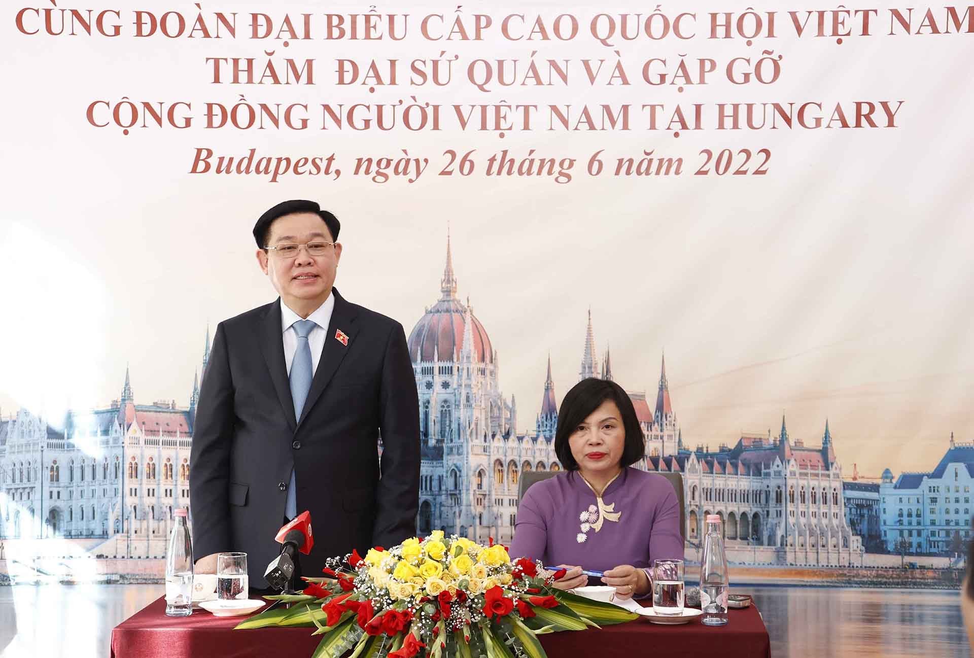 Chủ tịch Quốc hội Vương Đình Huệ phát biểu. (Nguồn: TTXVN)