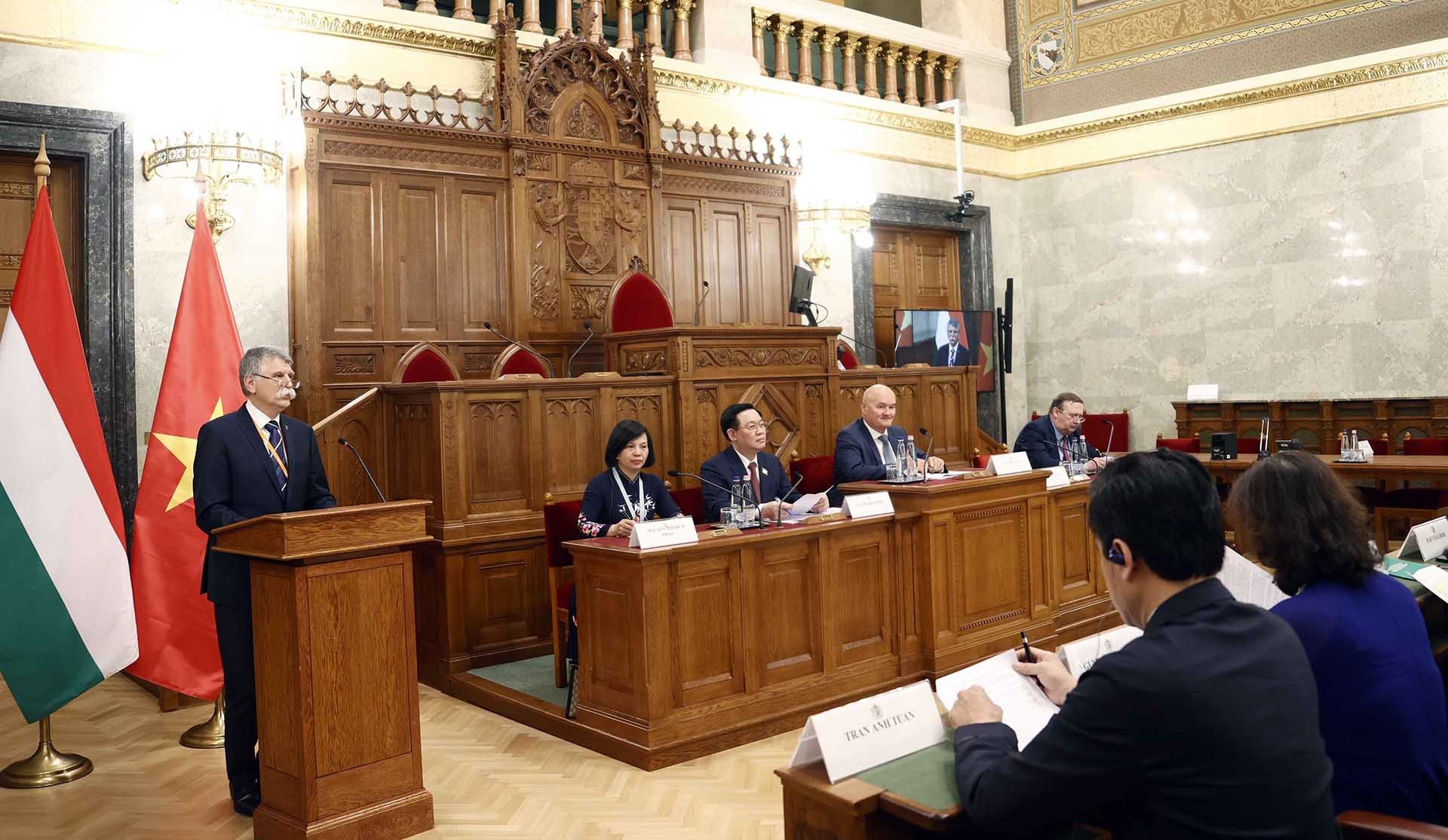 Chủ tịch Quốc hội Hungary László Kövér phát biểu. (Nguồn: TTXVN)