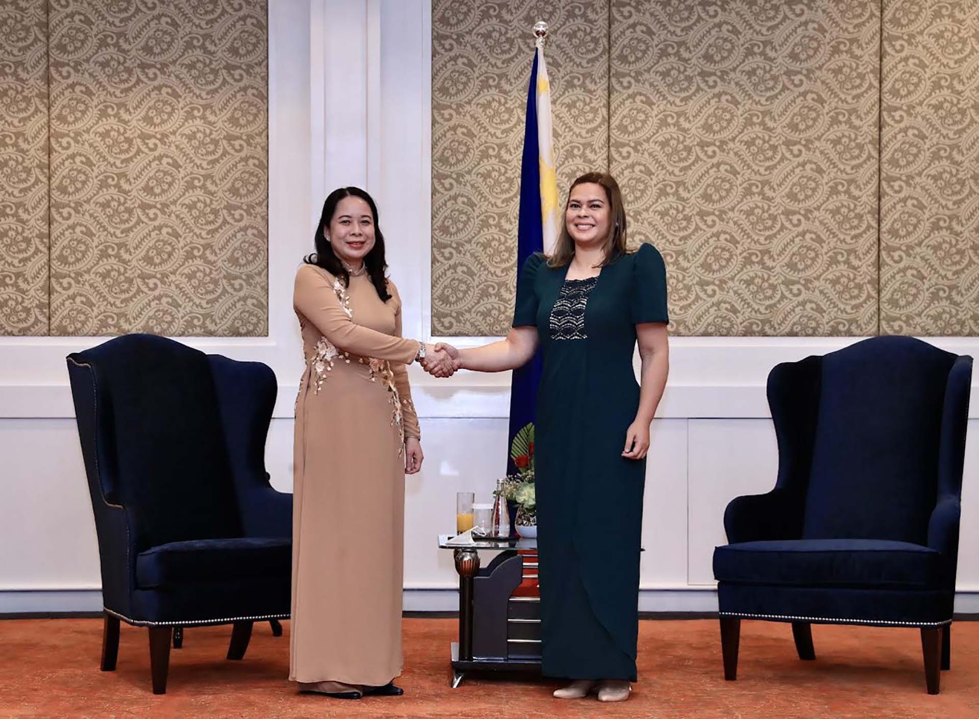 Phó Chủ tịch nước Võ Thị Ánh Xuân gặp Phó Tổng thống Philippines mới được bầu Sara Duterte.
