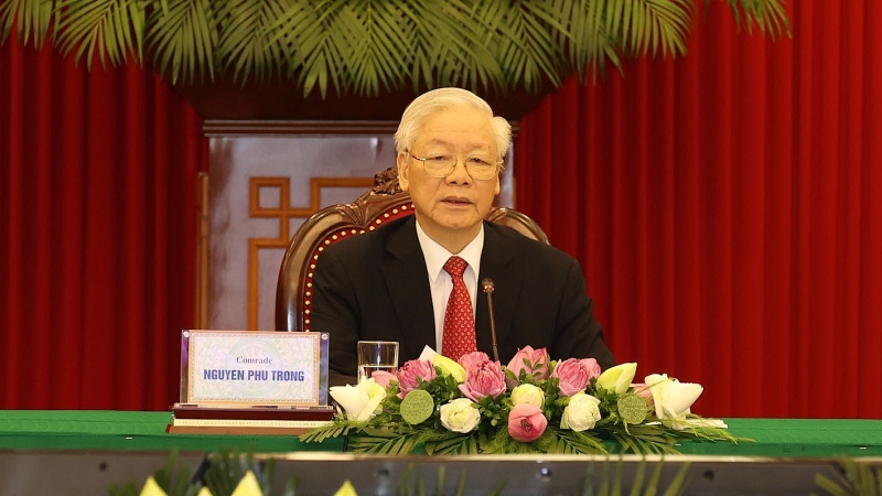 Tổng Bí thư Nguyễn Phú Trọng phát biểu tại Hội nghị thượng đỉnh giữa Đảng Cộng sản Trung Quốc với các chính đảng trên thế giới. (Nguồn: TTXVN)