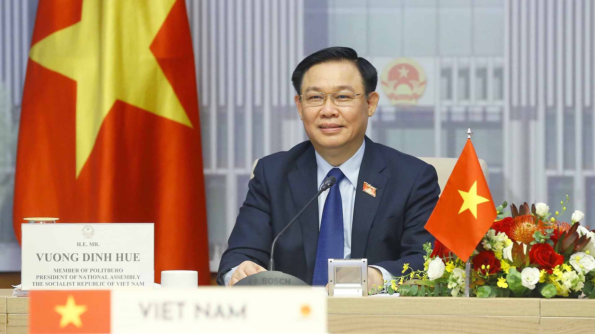 Chủ tịch Quốc hội Vương Đình Huệ phát biểu. (Nguồn: TTXVN)