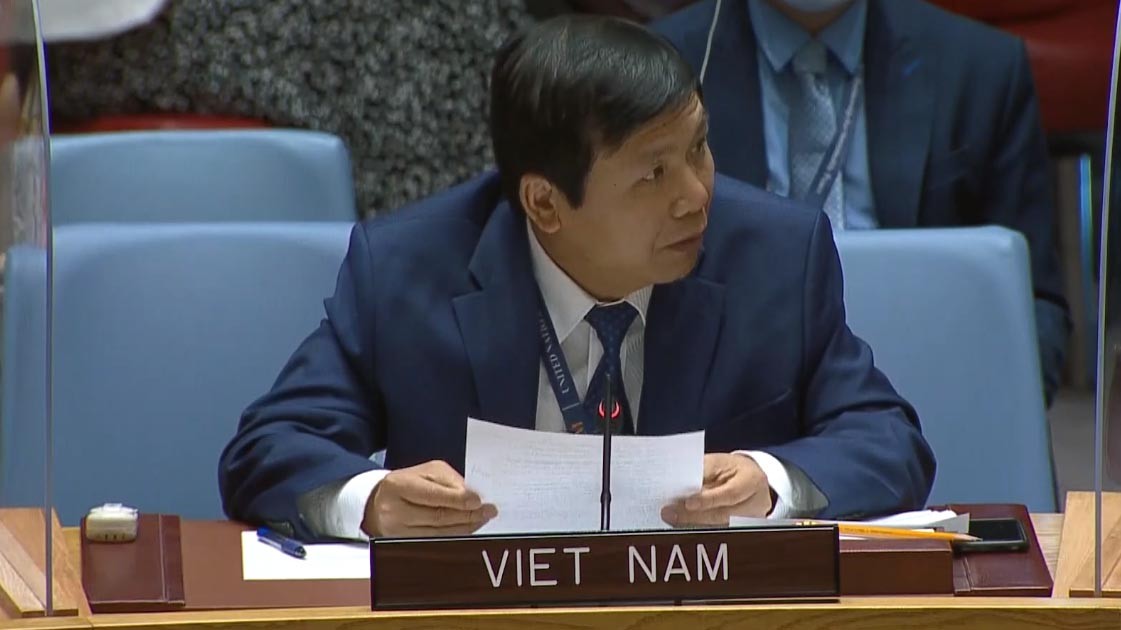 Đại sứ Đặng Đình Quý, Trưởng Phái đoàn thường trực Việt Nam tại LHQ phát biểu tại cuộc họp