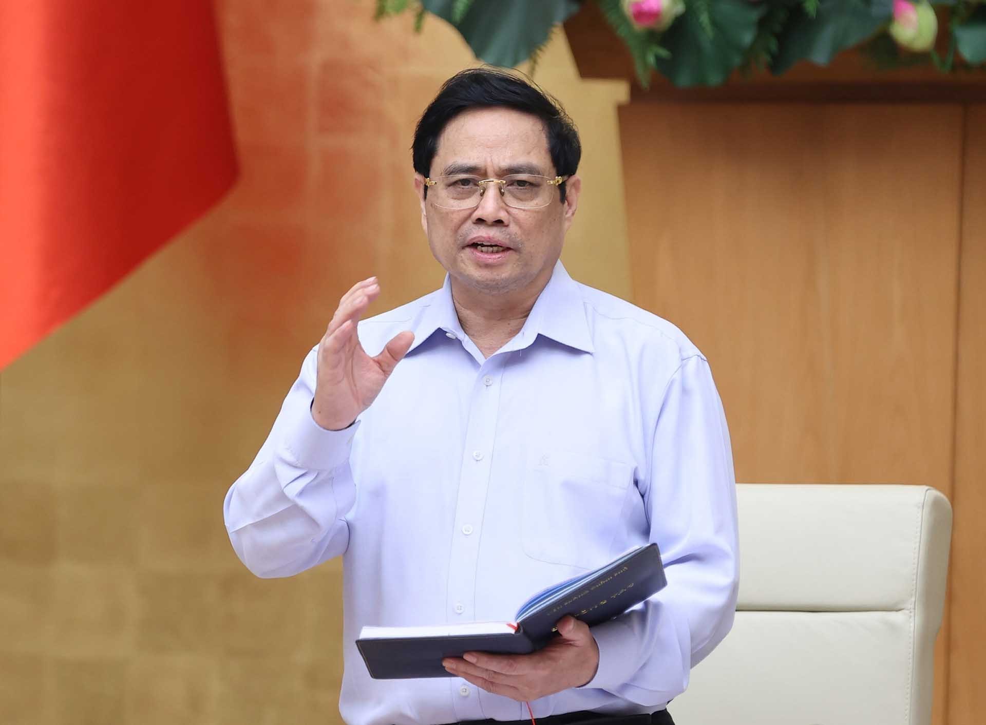 Thủ tướng Phạm Minh Chính phát biểu kết luận cuộc họp. (Nguồn: TTXVN)