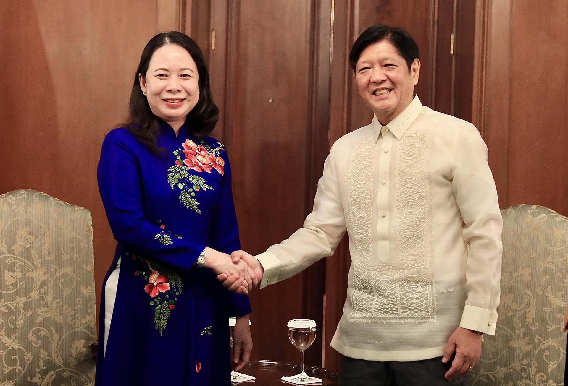 Phó Chủ tịch nước Võ Thị Ánh Xuân hội kiến Tổng thống Philippines Ferdinand Romualdez Marcos Jr.. (Nguồn: TTXVN)