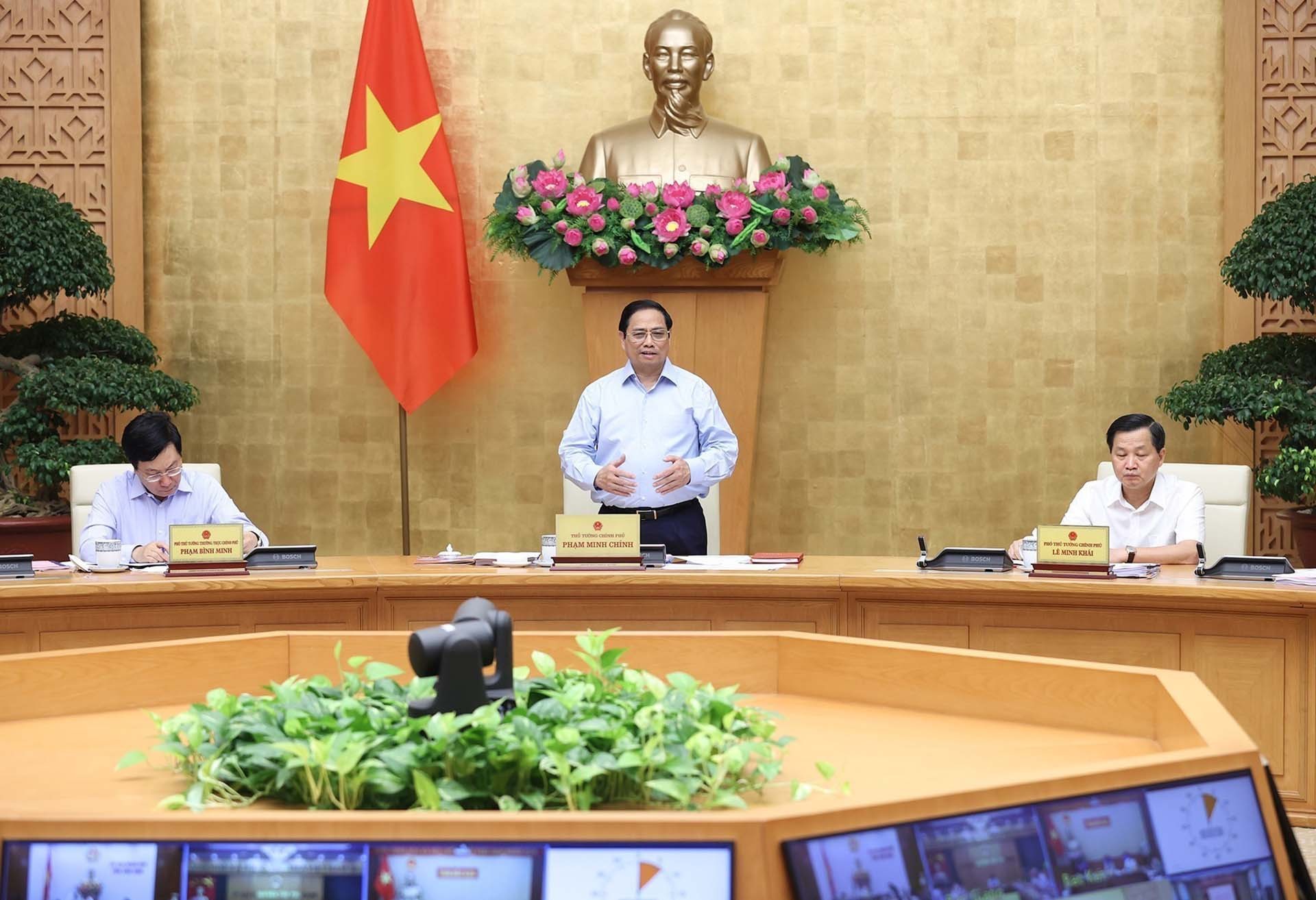 Thủ tướng Phạm Minh Chính chủ trì hội nghị. (Nguồn: TTXVN)