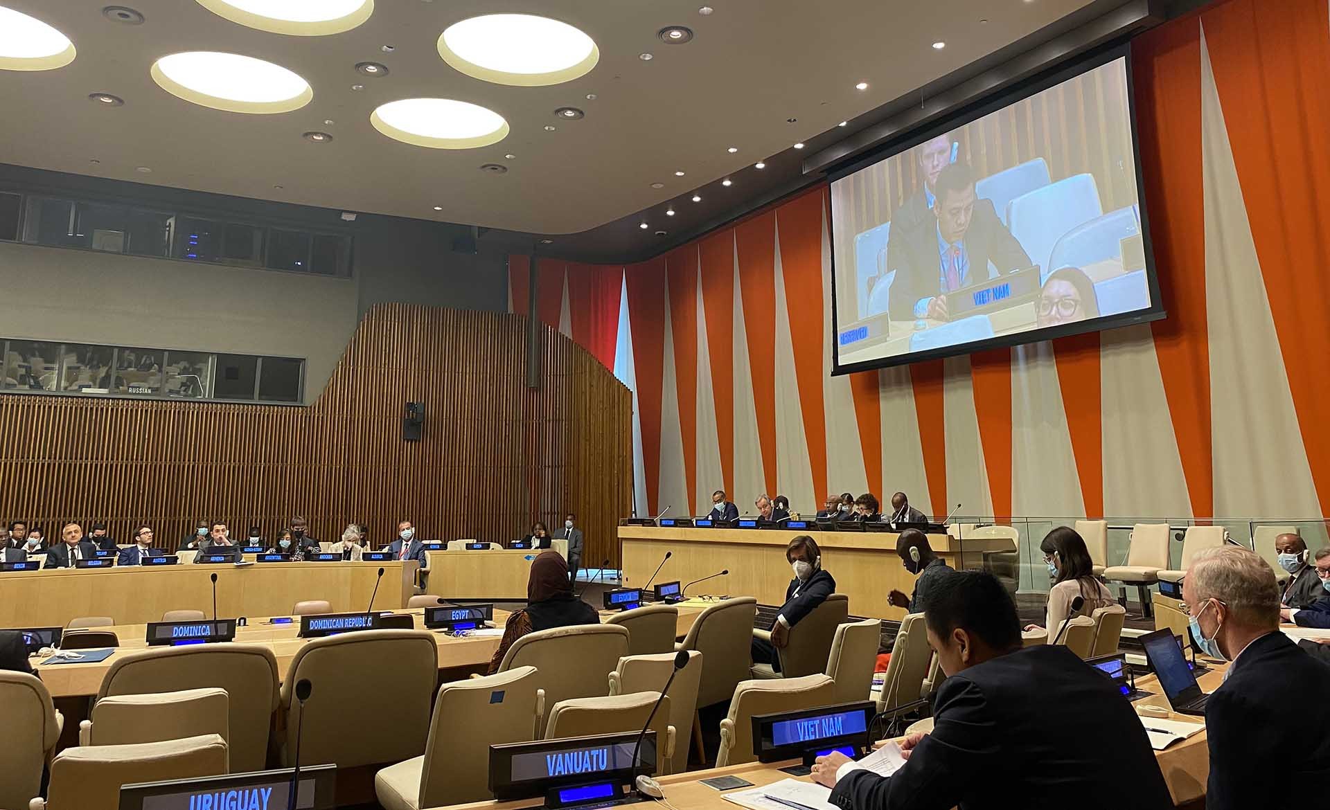 Đại sứ Đặng Hoàng Giang phát biểu tại cuộc họp.