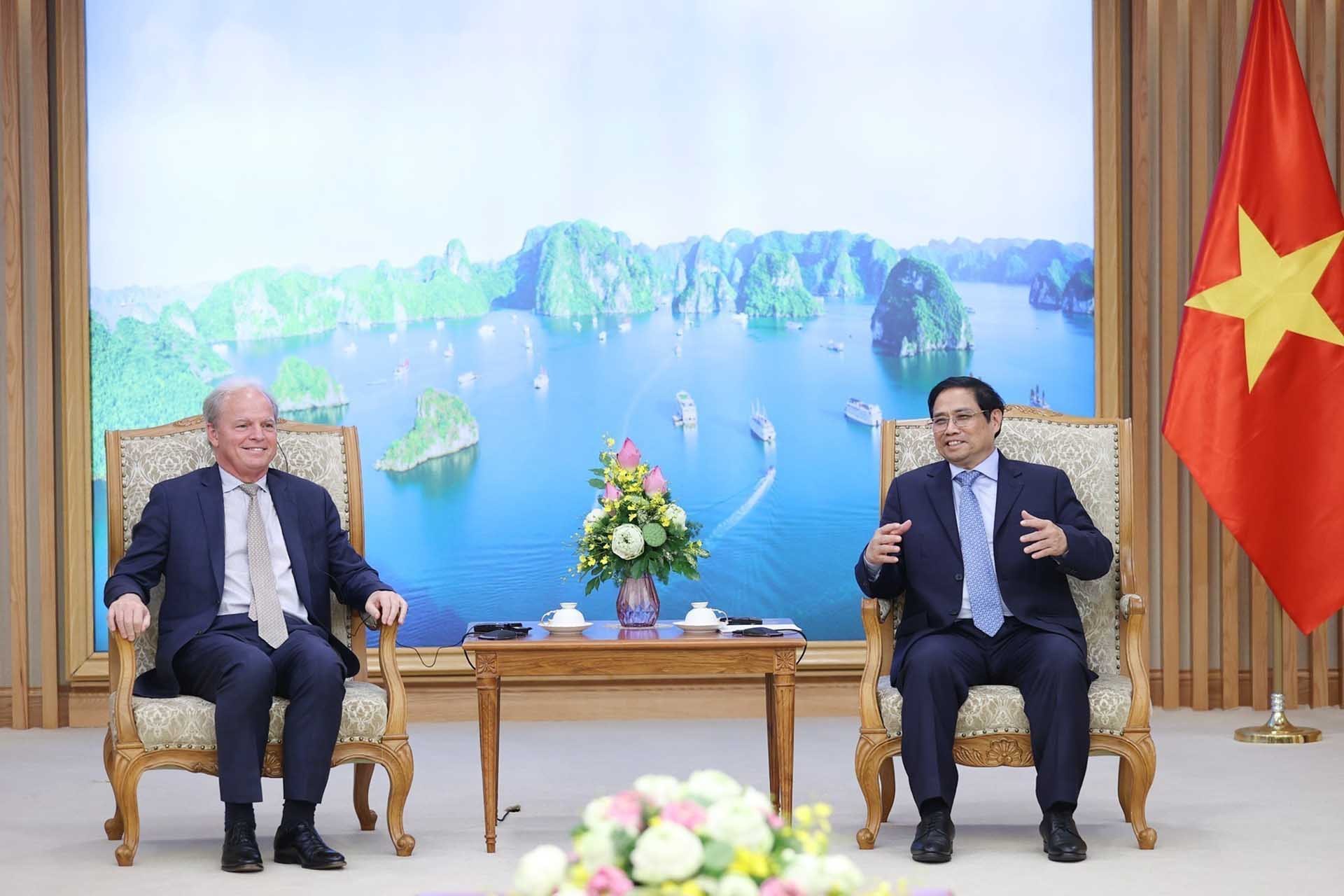 Thủ tướng Phạm Minh Chính tiếp ông Axel van Trotsenburg, Tổng giám đốc điều hành Ngân hàng Thế giới. (Nguồn: TTXVN)