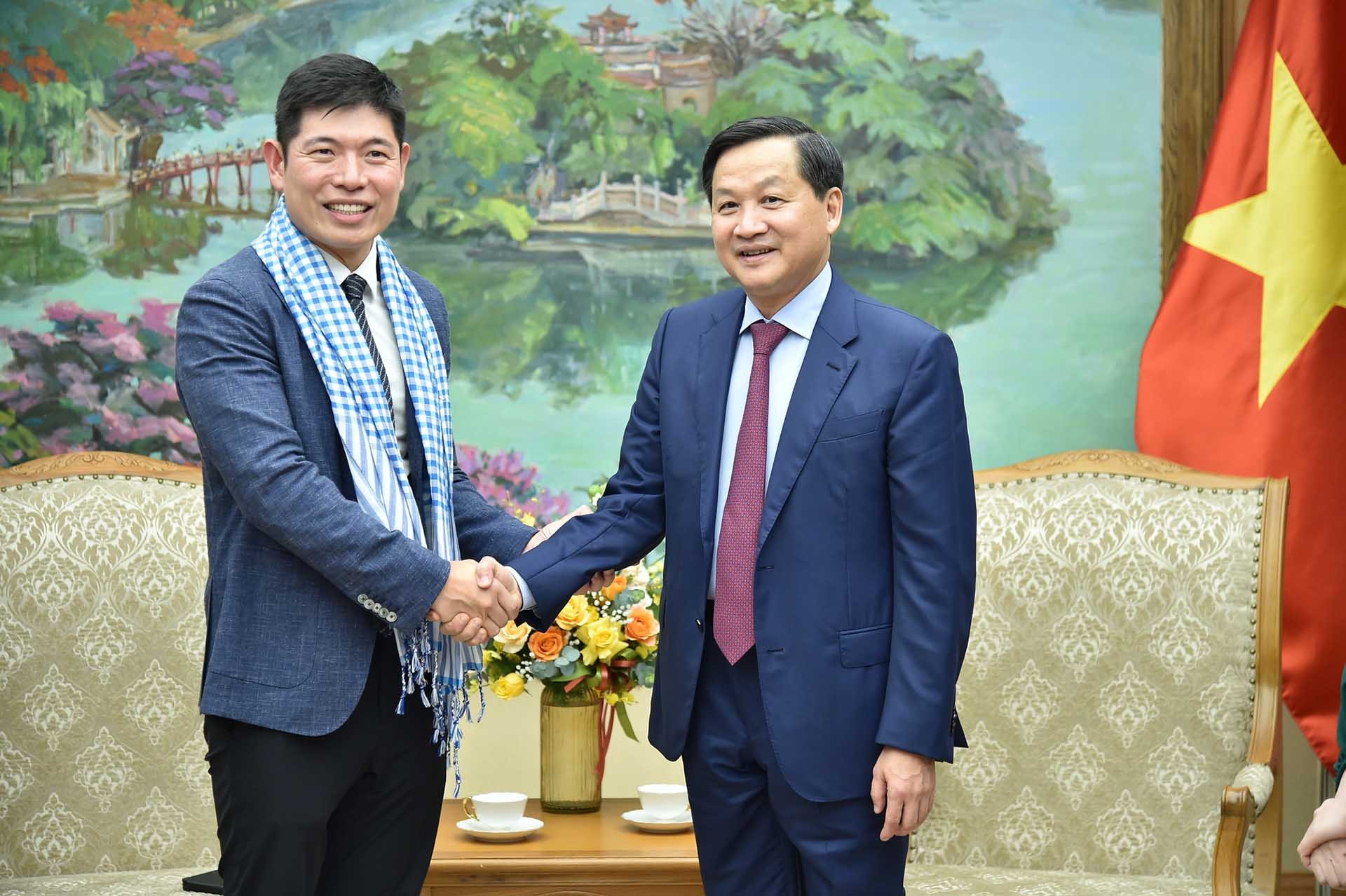 Phó Thủ tướng Lê Minh Khái tiếp ông Anthony Tan, Tổng giám đốc kiêm đồng sáng lập Tập đoàn Grab toàn cầu. (Nguồn: VGP)