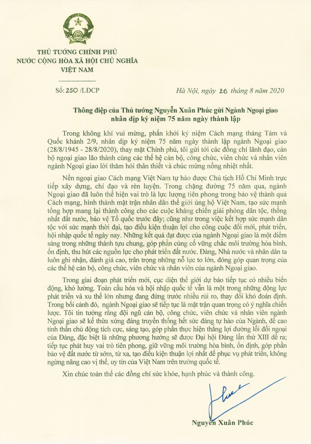 thong-diep-cua-thu-tuong-nguyen-xuan-phuc-gui-nganh-ngoai-giao-nhan-dip-ky-niem-75-nam-ngay-thanh-lap