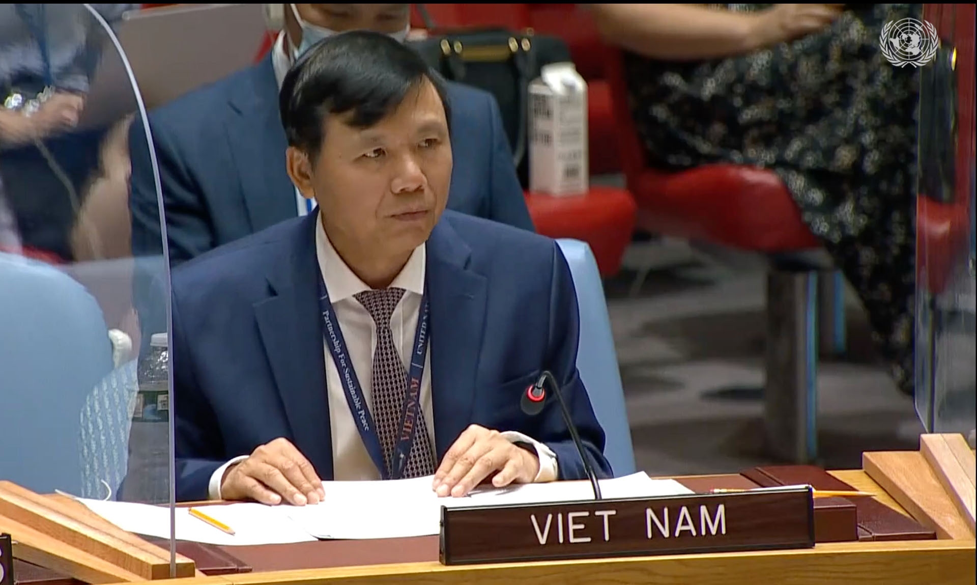Đại sứ Đặng Đình Quý, Trưởng Phái đoàn thường trực Việt Nam tại LHQ phát biểu tại cuộc họp.