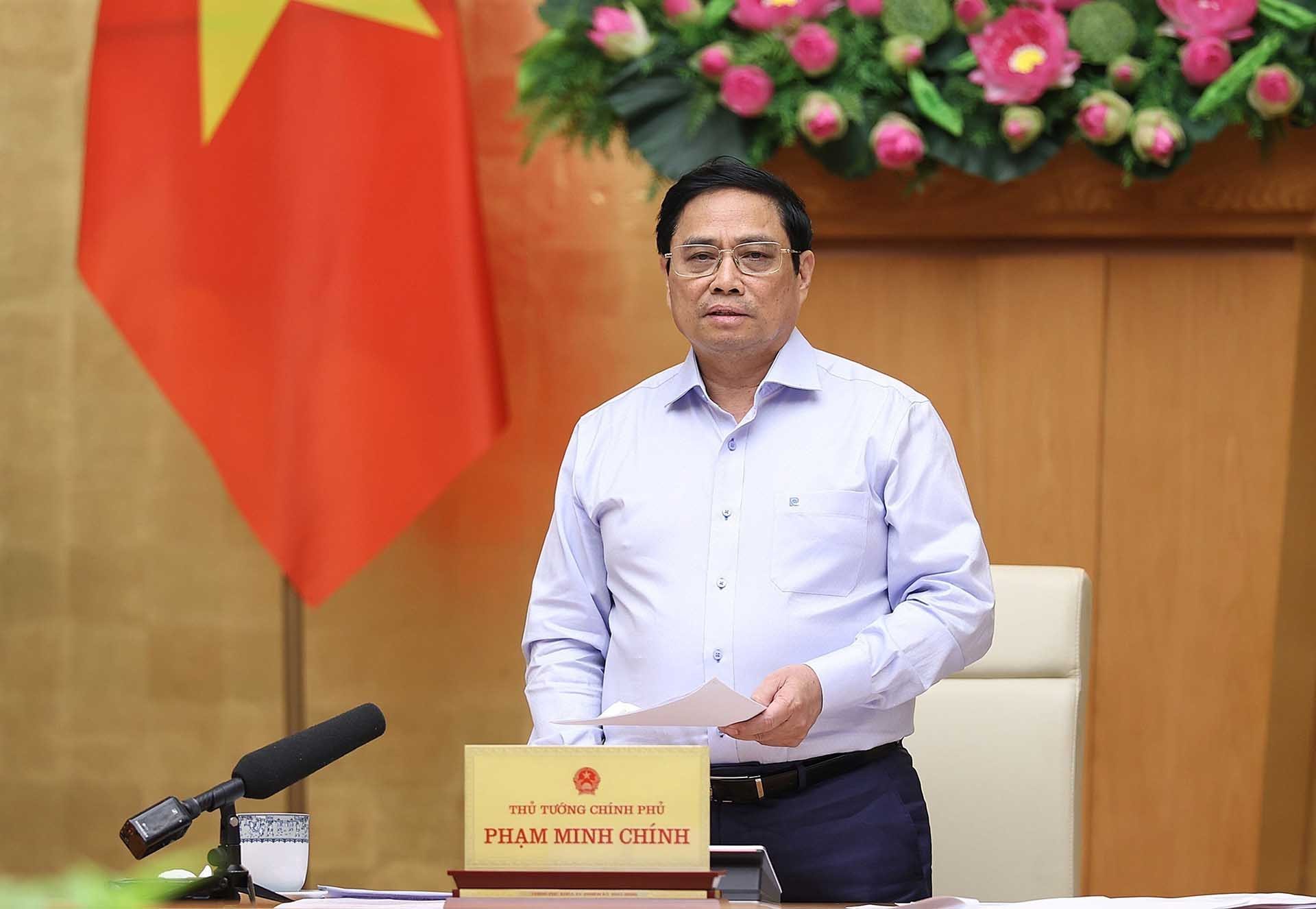 Thủ tướng Phạm Minh Chính phát biểu. (Nguồn: TTXVN)