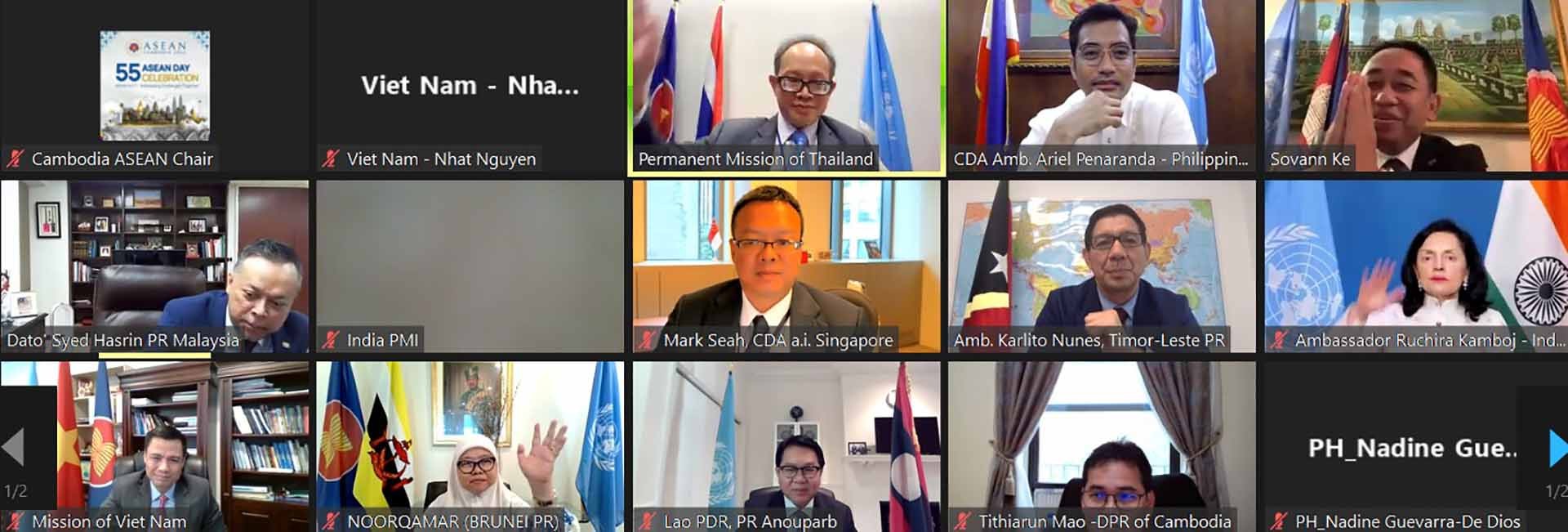 Lễ kỷ niệm 55 năm thành lập ASEAN bẳng hình thức trực tuyến.