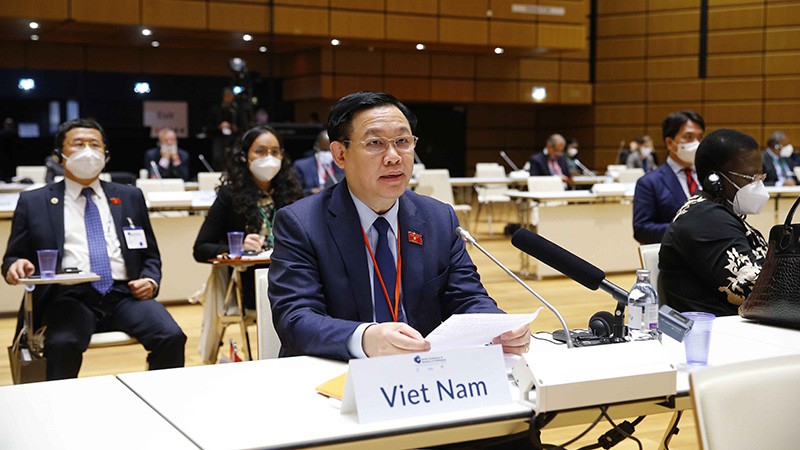 Chủ tịch Quốc hội Vương Đình Huệ dự Lễ khai mạc Hội nghị các Chủ tịch Quốc hội thế giới lần thứ 5. (Nguồn: TTXVN)