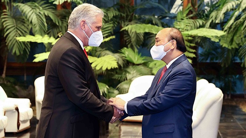 Chủ tịch nước Nguyễn Xuân Phúc hội đàm với Bí thư thứ nhất Đảng Cộng sản Cuba, Chủ tịch Miguel Díaz-Canel