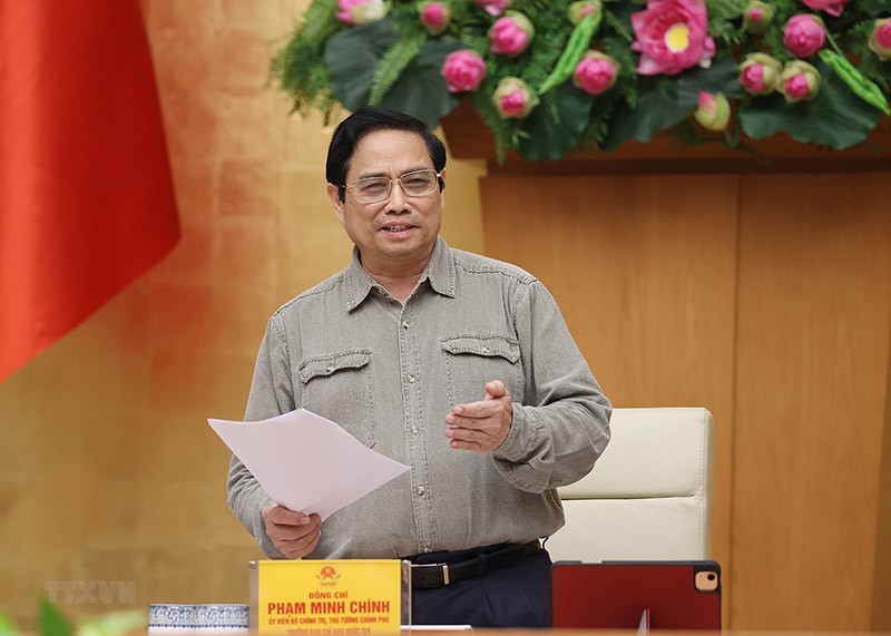 Thủ tướng Phạm Minh Chính, Trưởng Ban Chỉ đạo quốc gia phòng, chống dịch COVID-19 phát biểu kết luận cuộc họp. (Nguồn: TTXVN)