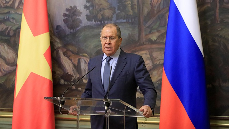 Bộ trưởng Ngoại giao Nga Sergey Lavrov phát biểu tại cuộc họp báo sau hội đàm.