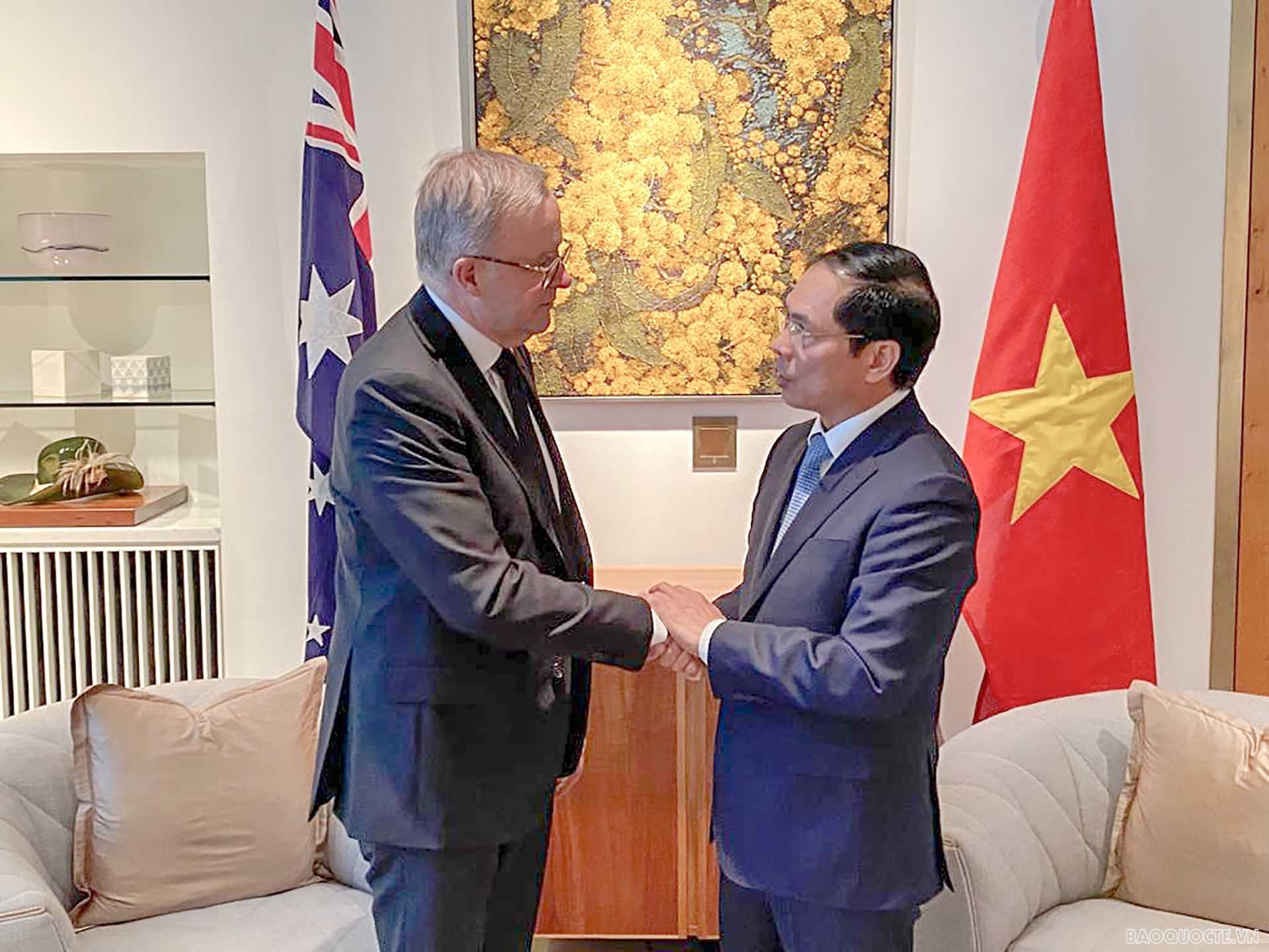 Bộ trưởng Ngoại giao Bùi Thanh Sơn chào xã giao Thủ tướng Australia Anthony Albanese