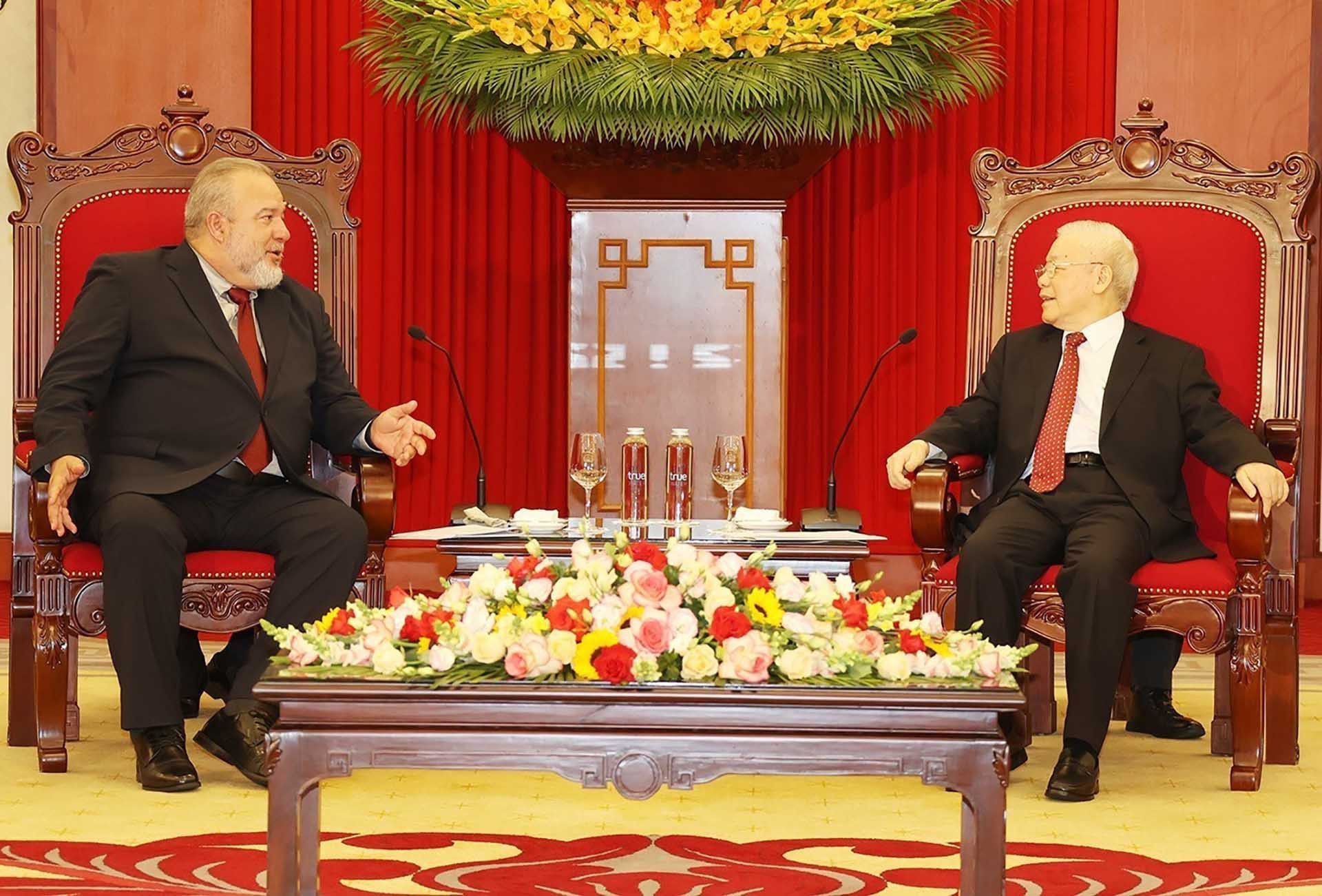 Tổng Bí thư Nguyễn Phú Trọng tiếp Thủ tướng Cuba Manuel Marrero Cruz. (Nguồn: TTXVN)