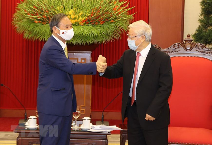 Tổng Bí thư, Chủ tịch nước Nguyễn Phú Trọng tiếp Thủ tướng Nhật Bản Suga Yoshihide