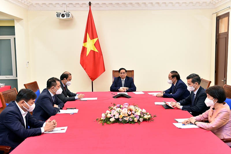 Thủ tướng Phạm Minh Chính điện đàm với Đặc phái viên của Tổng thống Hoa Kỳ về Biến đổi khí hậu John Kerry.