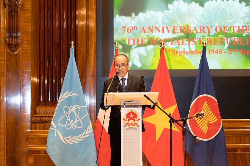 Đại sứ Việt Nam tại Áo, Đại diện thường trực Việt Nam tại các tổ chức quốc tế tại Vienna Nguyễn Trung Kiên phát biểu tại Lễ kỷ niệm.