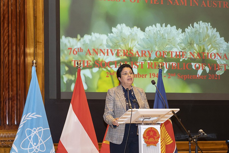 TS. Najat Mokhtar, Phó Tổng Giám đốc IAEA phát biểu tại Lễ kỷ niệm.