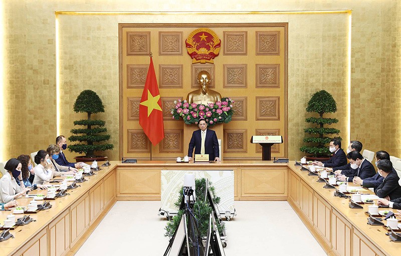 Thủ tướng Phạm Minh Chính tiếp Trưởng đại diện các Tổ chức Liên hợp quốc tại Việt Nam. (Nguồn: TTXVN)