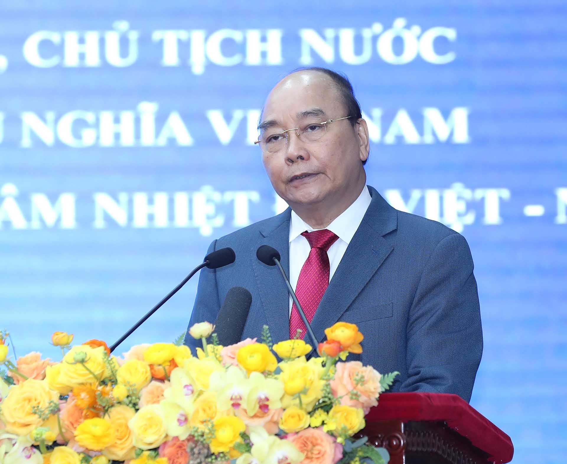 Chủ tịch nước Nguyễn Xuân Phúc phát biểu. (Nguồn: TTXVN)