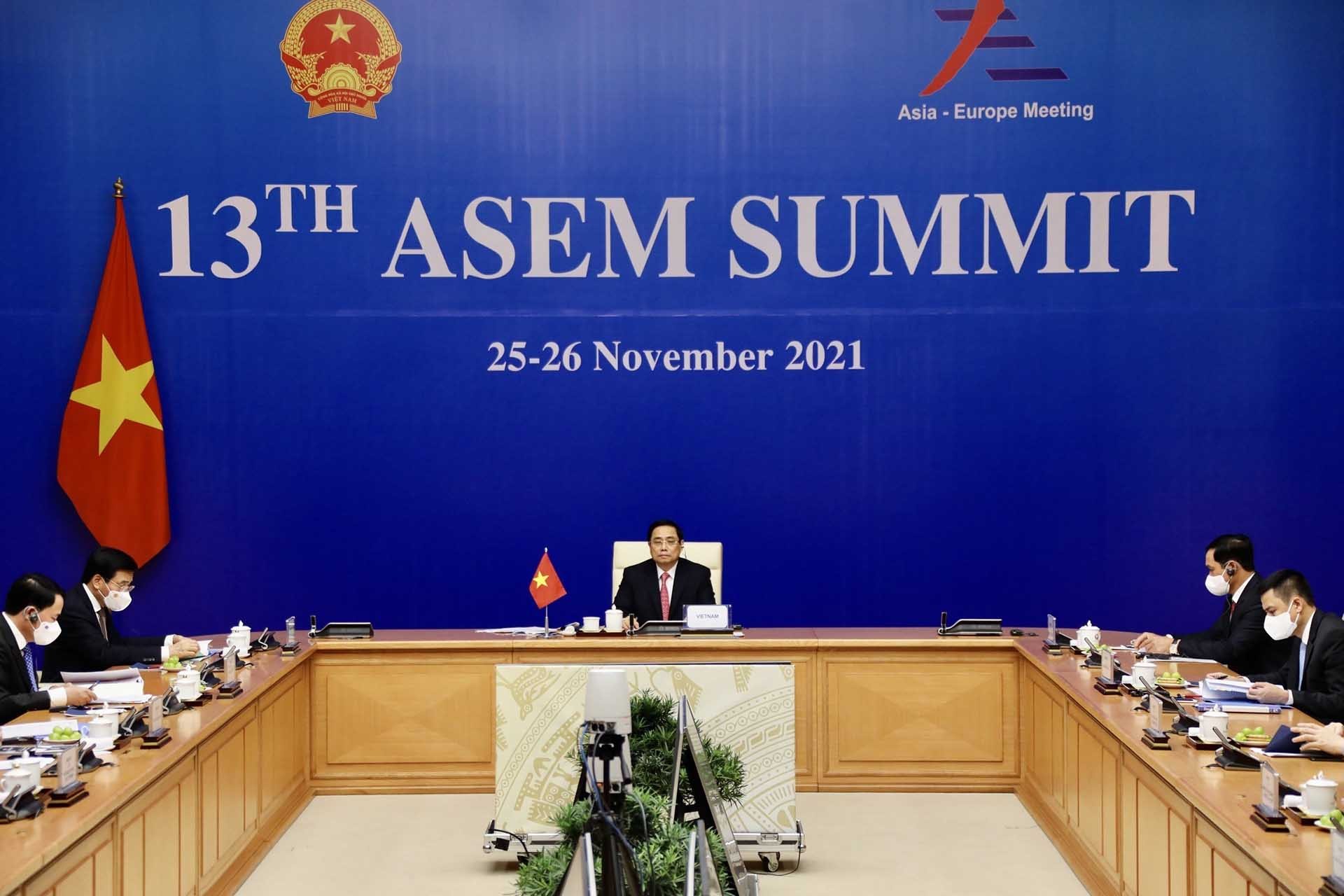 Thủ tướng Phạm Minh Chính dự Hội nghị Cấp cao Á-Âu lần thứ 13. (Nguồn: TTXVN)