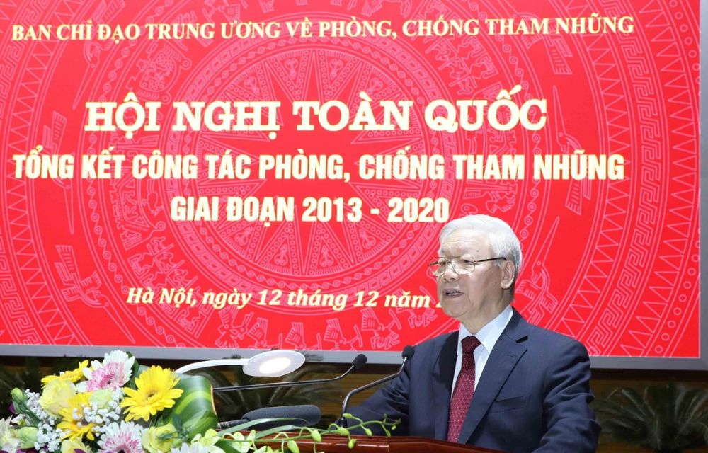 Tổng Bí thư, Chủ tịch nước Nguyễn Phú Trọng, Trưởng Ban Chỉ đạo Trung ương về phòng, chống tham nhũng phát biểu kết luận hội nghị. (Ảnh: Phương Hoa/TTXVN) Tổng Bí thư, Chủ tịch nước Nguyễn Phú Trọng, Trưởng Ban Chỉ đạo Trung ương về phòng, chống tham nhũng phát biểu kết luận hội nghị. (Ảnh: Phương Hoa/TTXVN)