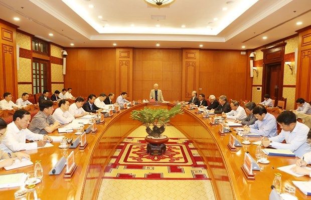 Tổng Bí thư, Chủ tịch nước Nguyễn Phú Trọng, Trưởng Ban Chỉ đạo Trung ương về phòng, chống tham nhũng, chủ trì họp Thường trực Ban Chỉ đạo để thảo luận, cho ý kiến đối với một số vụ án, vụ việc thuộc diện Ban Chỉ đạo theo dõi, chỉ đạo ngày 25/11. (Ảnh: Trí Dũng/TTXVN)