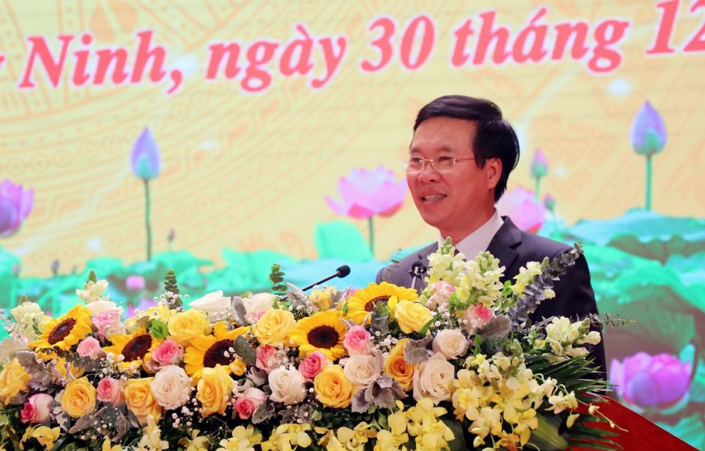 Ủy viên Bộ Chính trị, Bí thư Trung ương Đảng, Trưởng Ban Tuyên giáo Trung ương Võ Văn Thưởng phát biểu chỉ đạo hội nghị. (Ảnh: Văn Đức/TTXVN)