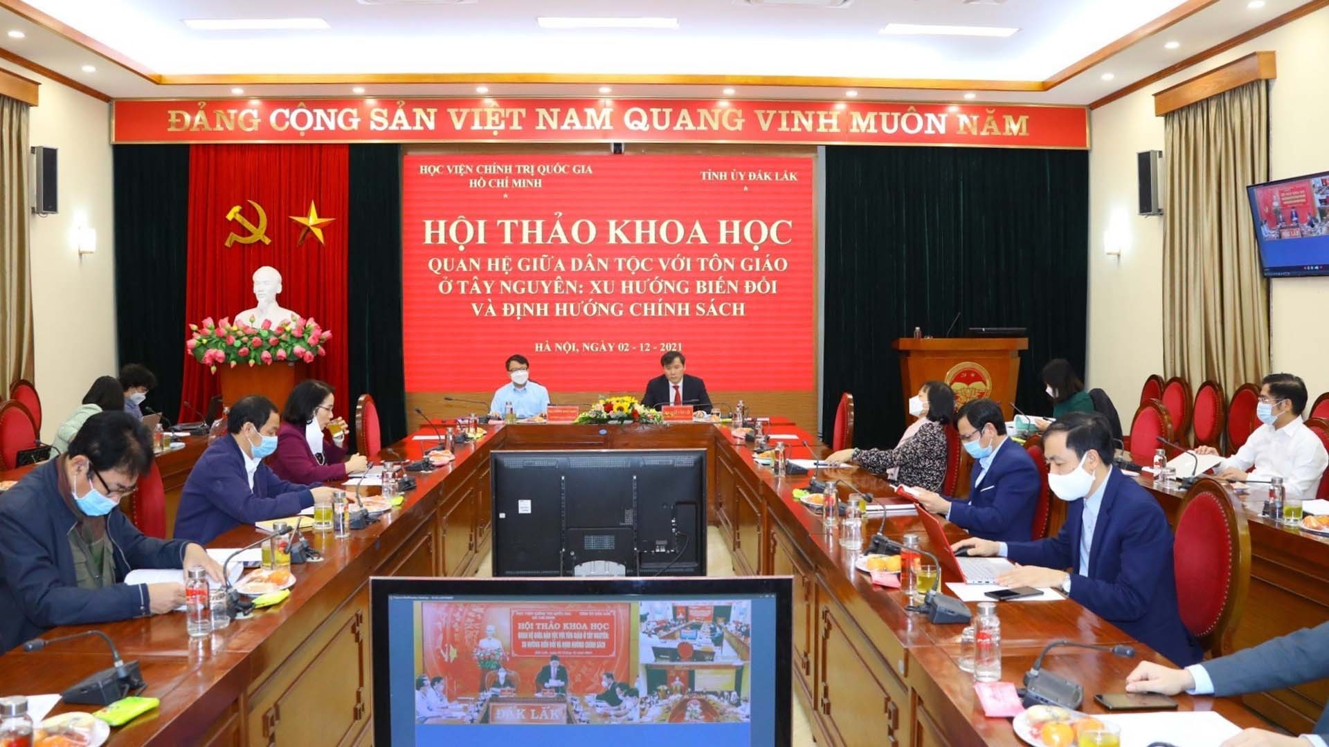Quang cảnh Hội thảo tại điểm cầu Hà Nội. (Nguồn:  TTXVN)