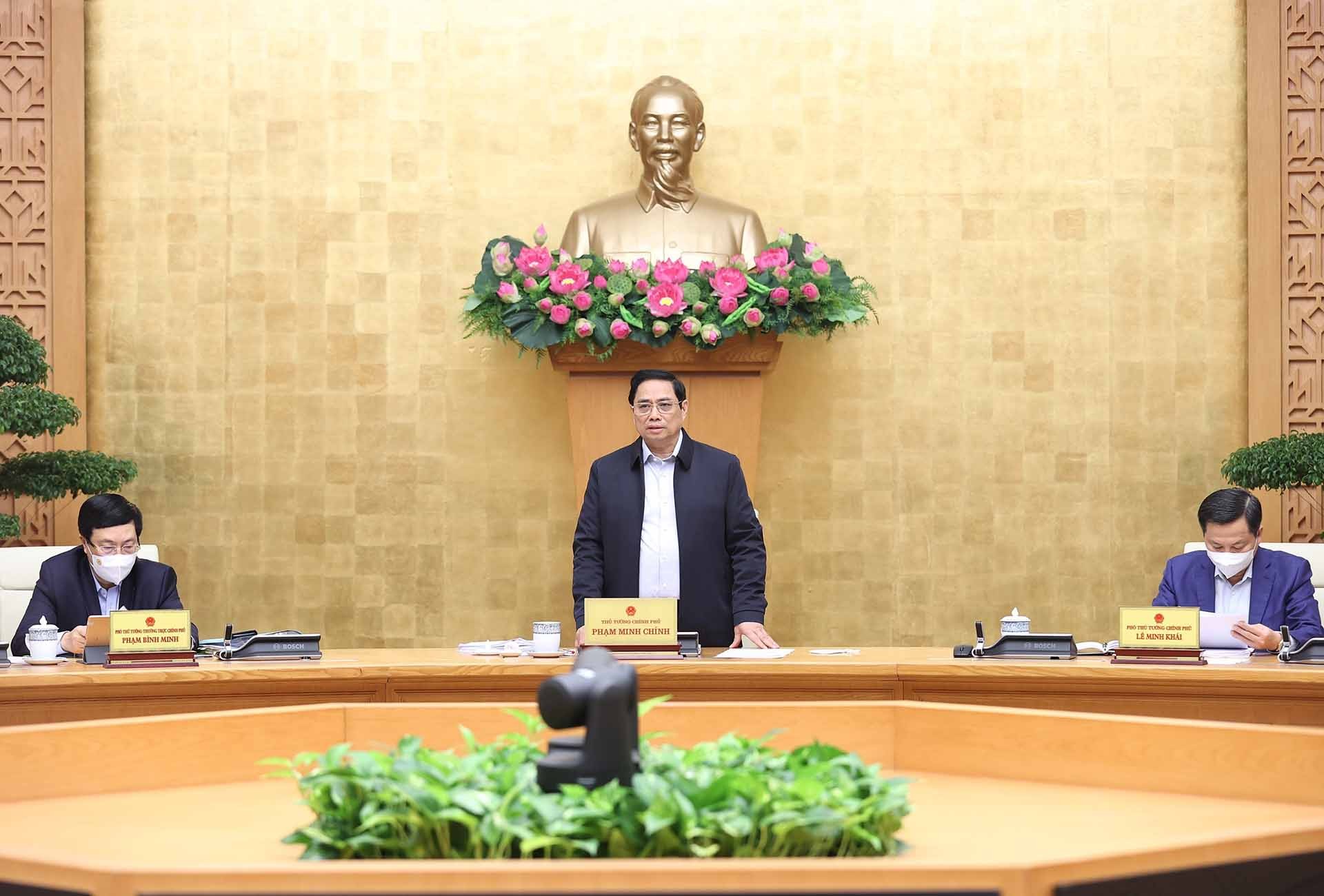 Thủ tướng Phạm Minh Chính chủ trì Phiên họp Chính phủ thường kỳ tháng 11/2021. (Nguồn: TTXVN)