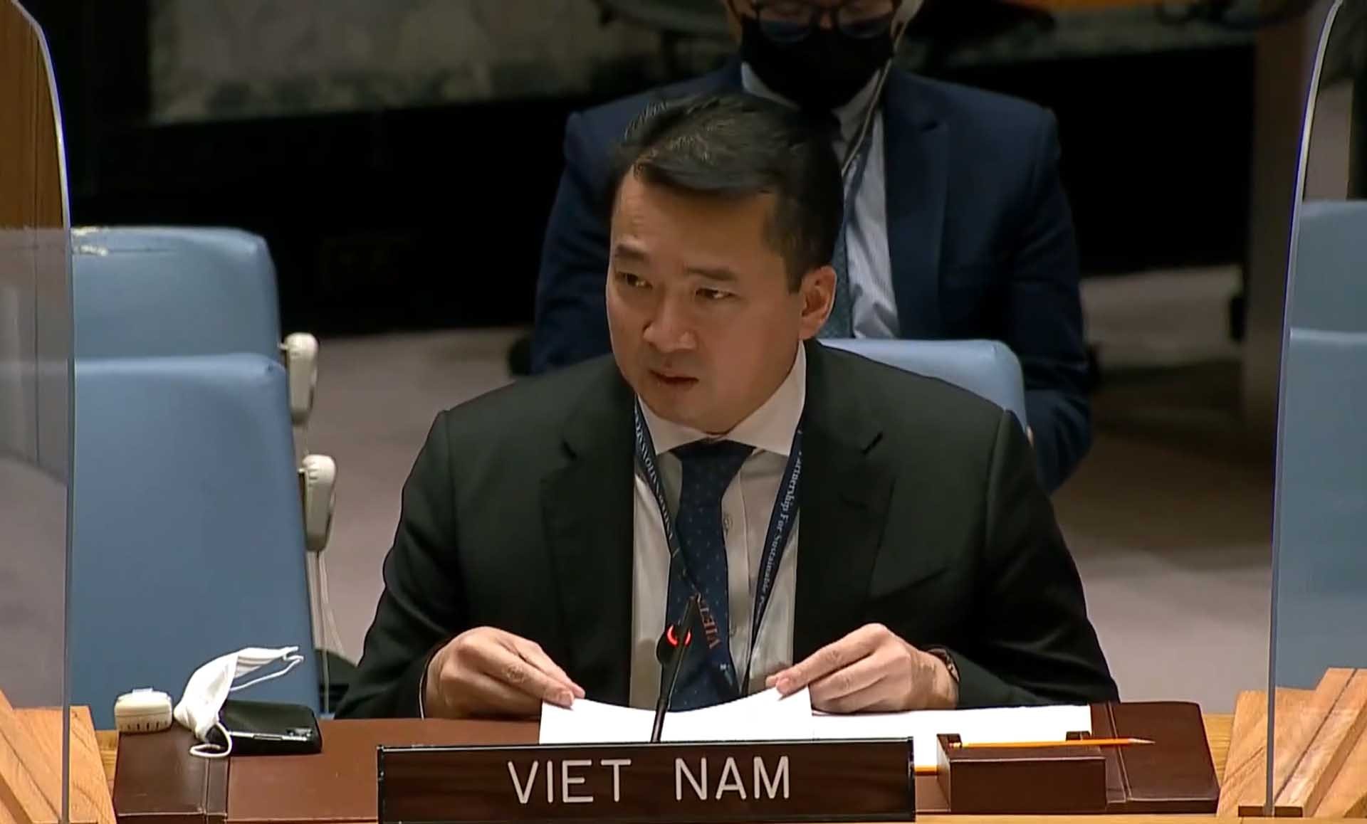Đại sứ Phạm Hải Anh, Đại biện của Việt Nam tại LHQ phát biểu tại cuộc họp.