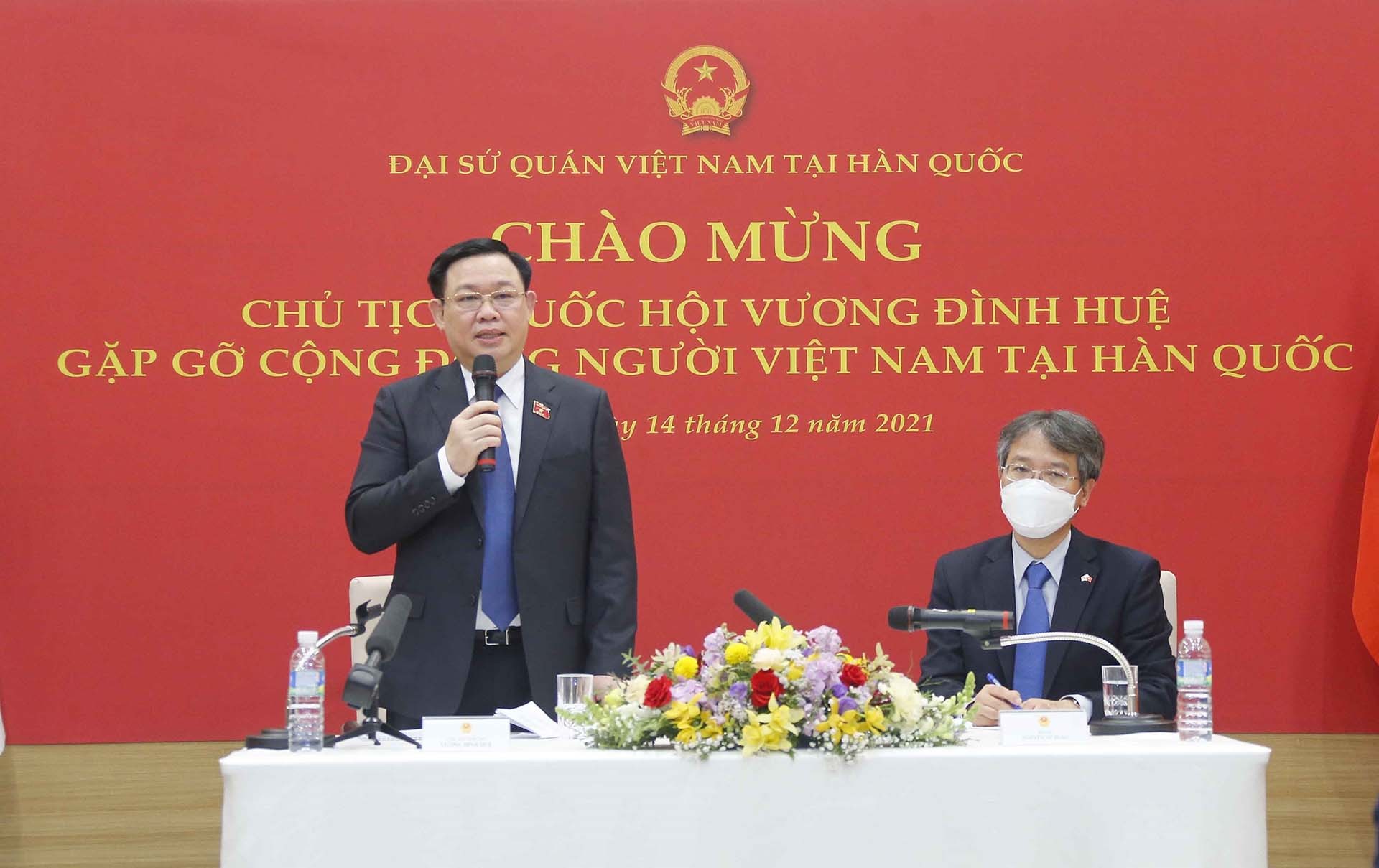 Chủ tịch Quốc hội Vương Đình Huệ phát biểu. (Nguồn: TTXVN)