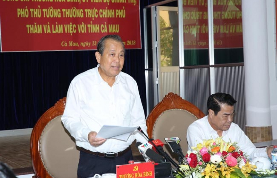 Phó Thủ tướng Trương Hòa Bình: Cà Mau cần đột phá để trở thành tỉnh khá