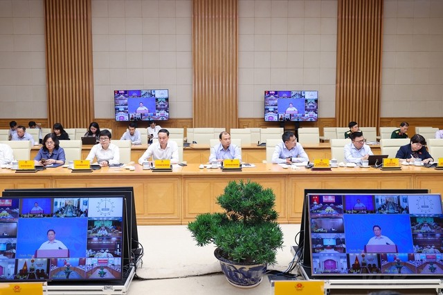 Các đại biểu tham dự tại điểm cầu Hà Nội. (Nguồn: VGP)