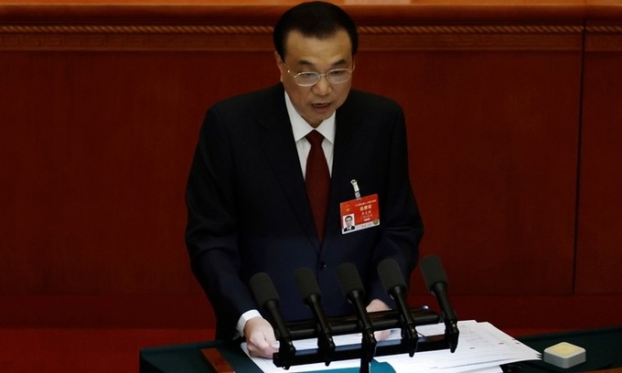 Thủ tướng Trung Quốc Lý Khắc Cường trong phiên khai mạc kỳ họp quốc hội hôm nay. Ảnh: Reuters.