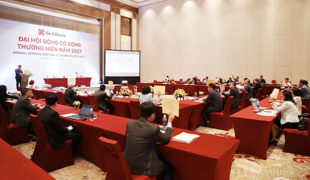 Toàn cảnh Đại hội đồng Cổ đông 2021 của SeABank. 