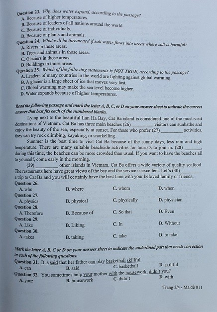 Đề thi và gợi ý giải môn Tiếng Anh lớp 10 ở Hà Nội Đề thi và gợi ý đáp án môn Tiếng Anh lớp 10 ở Hà Nội